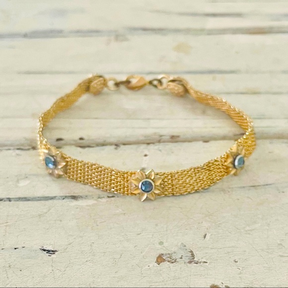Vintage Swarovski gold mesh crystal flower bracelet PRICE FIRM - Picture 2 of 4
